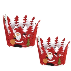 CESTO FELTRO DUPLO PAPAI NOEL 12X16CM- 1UN