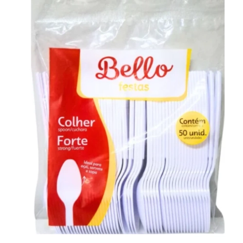 COLHER  DE SOBREMESA BRANCO BELLO - 50UN
