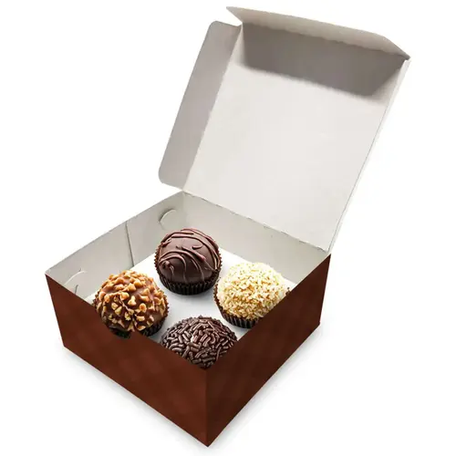 CAIXA ACETATO 4 DOCES MARROM - 1UN