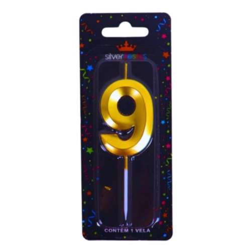 VELA MINI DESIGN DOURADA Nº 9