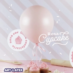 BALÃO 12" ROSA CUPCAKE ART LATEX - 24UN