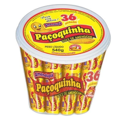 PAÇOQUINHA ROLHA EMBALADA AMENDUPÃ 540G.
