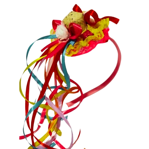 TIARA JUNINA MINI CHAPEU COM POMPOM