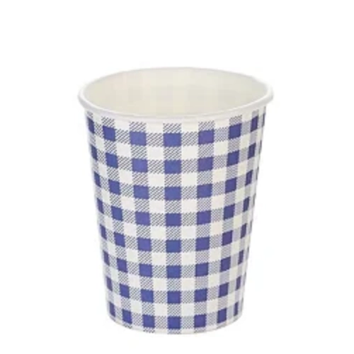 COPO PAPEL XADREZ AZUL 270ML - 10UN