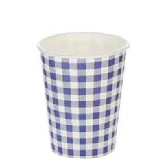 COPO PAPEL XADREZ AZUL 270ML - 10UN