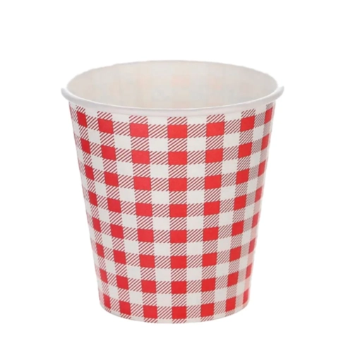 COPO PAPEL XADREZ VERMELHO 270ML - 10UN
