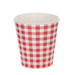 COPO PAPEL XADREZ VERMELHO 270ML - 10UN