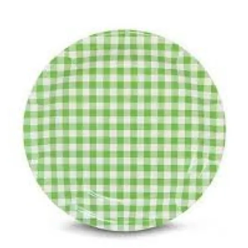 PRATO PAPEL XADREZ VERDE 18CM - 10UN