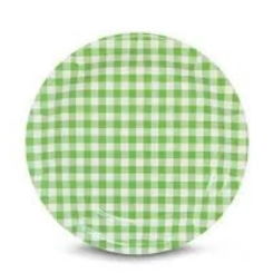 PRATO PAPEL XADREZ VERDE 18CM - 10UN