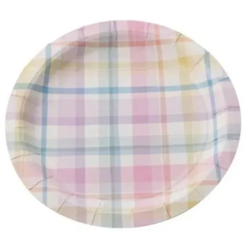 PRATO PAPEL XADREZ CANDY COLOR 18CM - 10UN