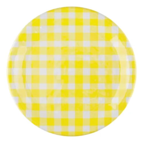 PRATO PAPEL XADREZ AMARELO 18CM - 10UN