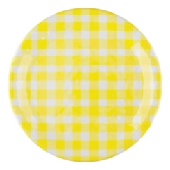 PRATO PAPEL XADREZ AMARELO 18CM - 10UN