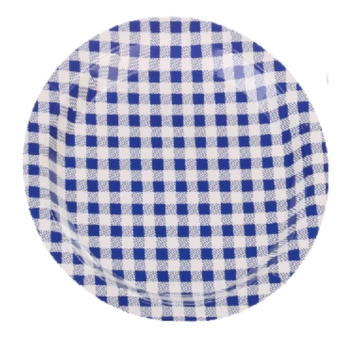 PRATO PAPEL XADREZ AZUL 18CM - 10UN