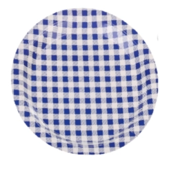 PRATO PAPEL XADREZ AZUL 18CM - 10UN