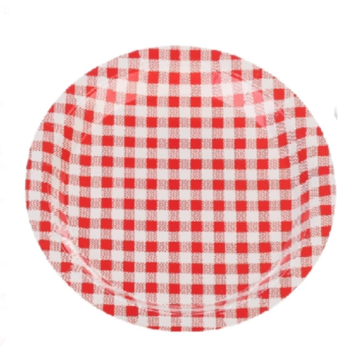 PRATO PAPEL XADREZ VERMELHO 18CM - 10UN