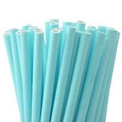 CANUDO DE PAPEL LISO AZUL BEBE - 12UN