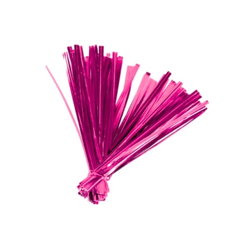 LACRE METALIZADO ROSA 11CMX4MM - 100UN