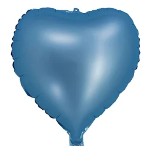 BALÃO METALIZADO 18" CORAÇÃO COM CANUDO AZUL BEBE