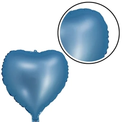 BALÃO METALIZADO 18" CORAÇÃO COM CANUDO AZUL BEBE