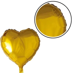 BALÃO METALIZADO 18" CORAÇÃO COM CANUDO DOURADO