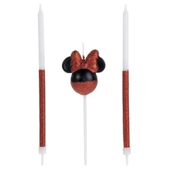 VELA MINNIE 360 MEIO GLITTER VEMELHO