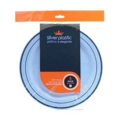 PRATO 19CM SOBREMESA BORDA PRATA - 6UN
