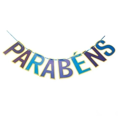 FAIXA PARABENS AZUL BORDA