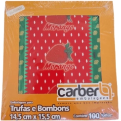 EMBALAGENS PARA TRUFAS E BOMBONS 14,5x15,5 MORANGO - 100UN