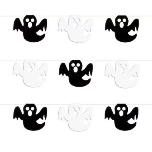 BANDEIRINHA HALLOWEEN 5M FANTASMA BRANCO E PRETO