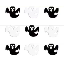 BANDEIRINHA HALLOWEEN 5M FANTASMA BRANCO E PRETO