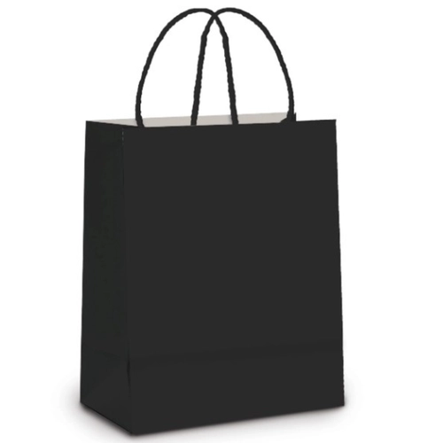 SACOLA PAPEL M 22X16.5 CM - PRETO C/10