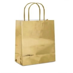 SACOLA LAMINADA G OURO METAL BRILHO 32x26,5x13 1UN