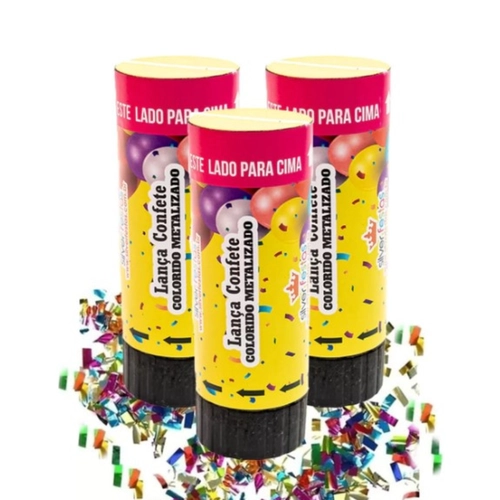 LANÇA CONFETE KIDS 11CM C/3 METALIZADO COLORIDO