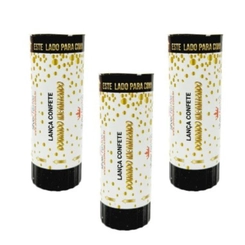 LANCA CONFETE KIDS 11CM C/3 METAL DOURADO