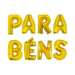 BALÃO METALIZADO PARABENS DOURADO - 16POL